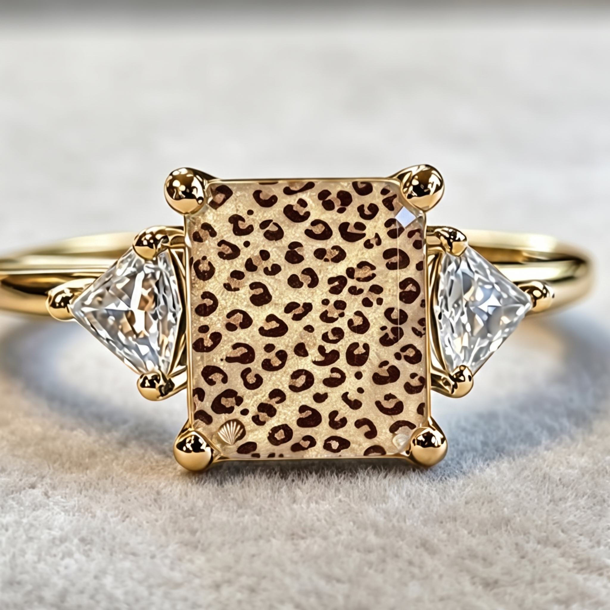 Leopard Triangular Stone Ring