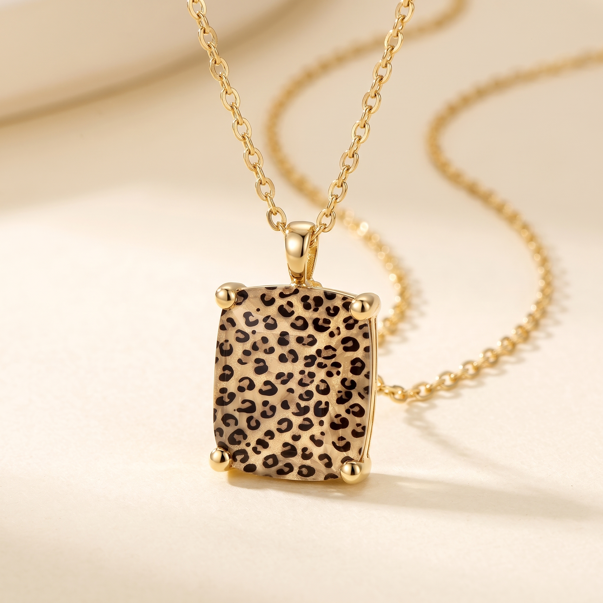 Leopard Square Necklace