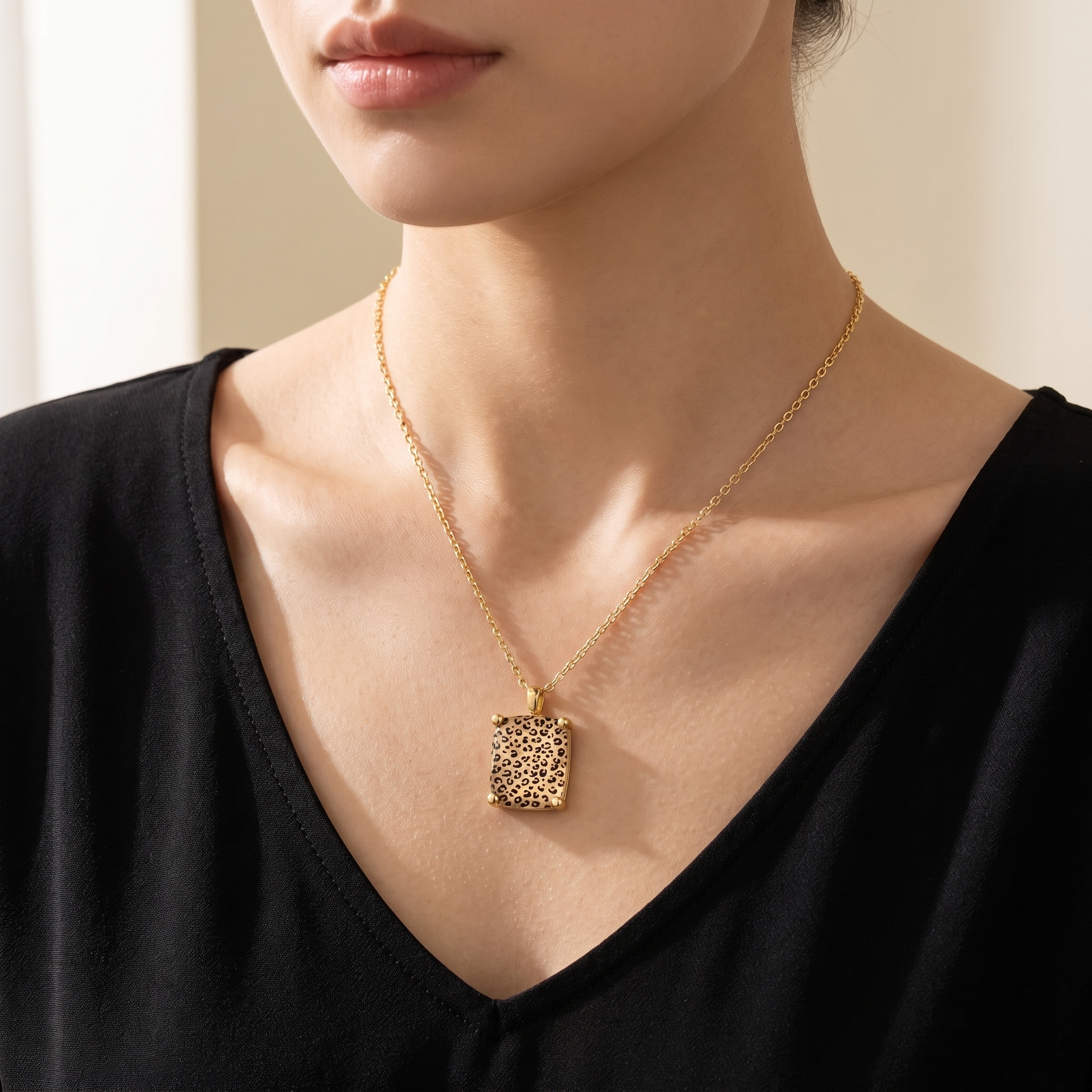 Leopard Square Necklace