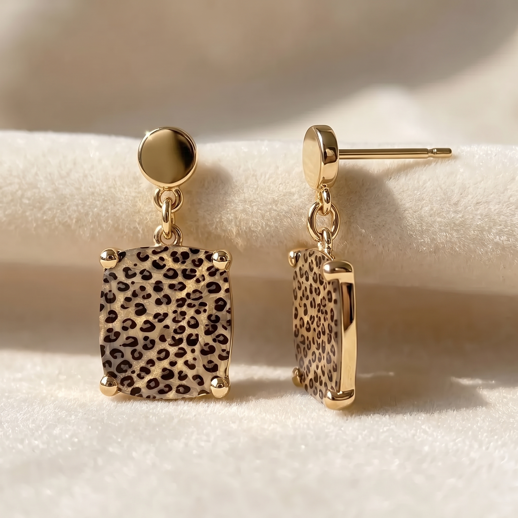 Leopard Square Earrings