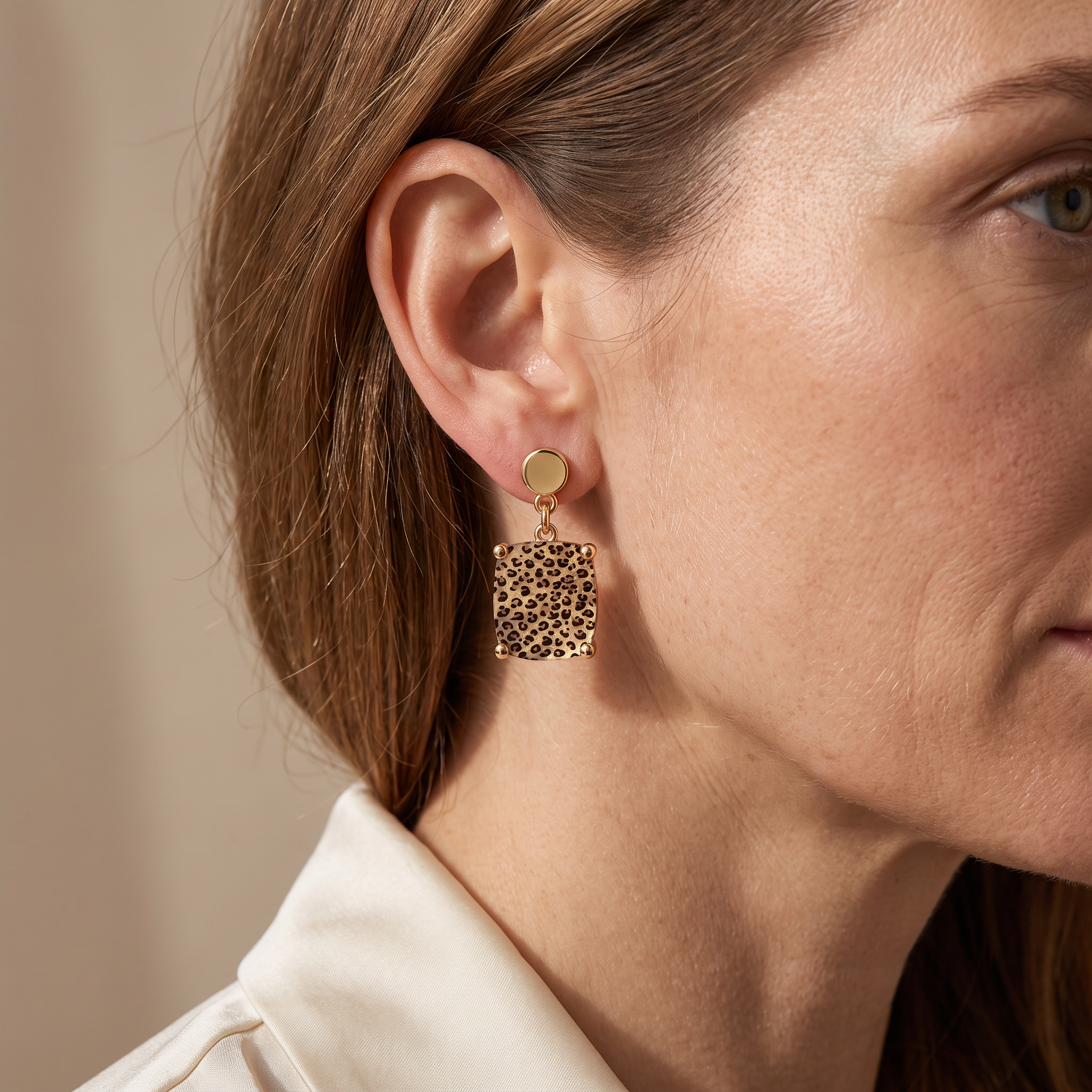 Leopard Square Earrings