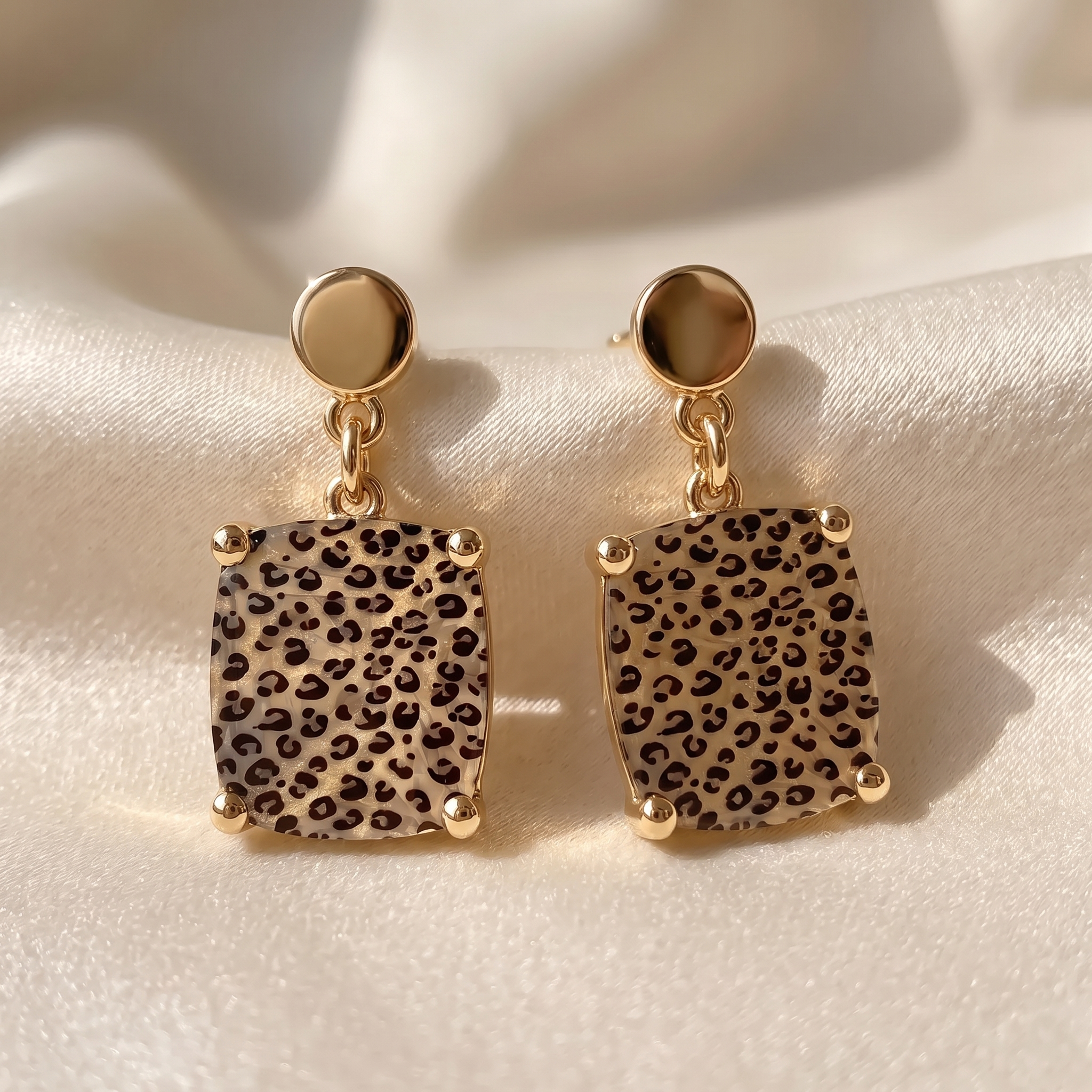 Leopard Square Earrings