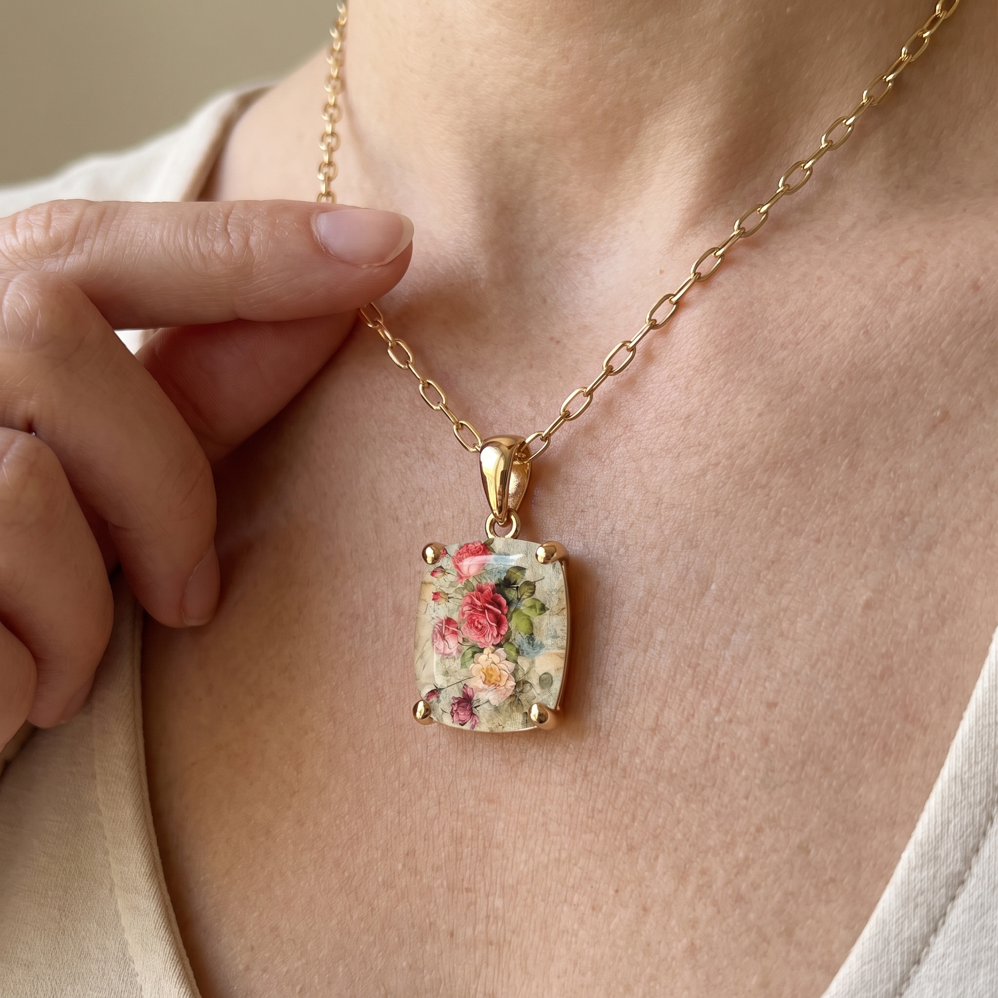 Rose Square Necklace