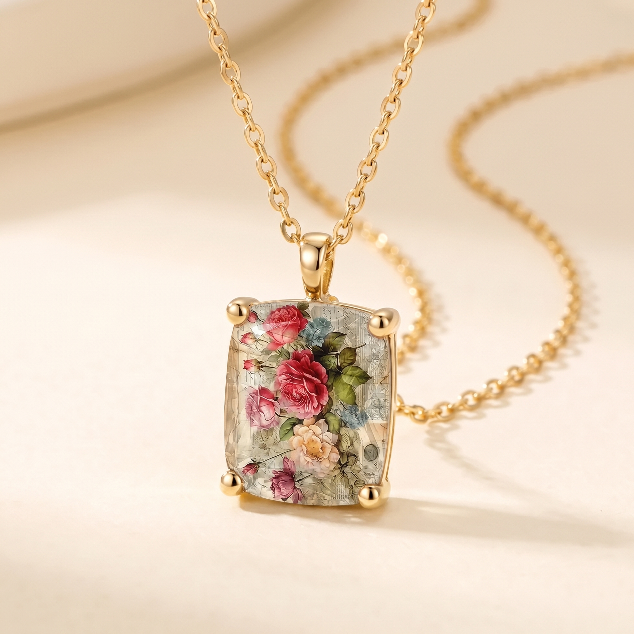 Rose Square Necklace