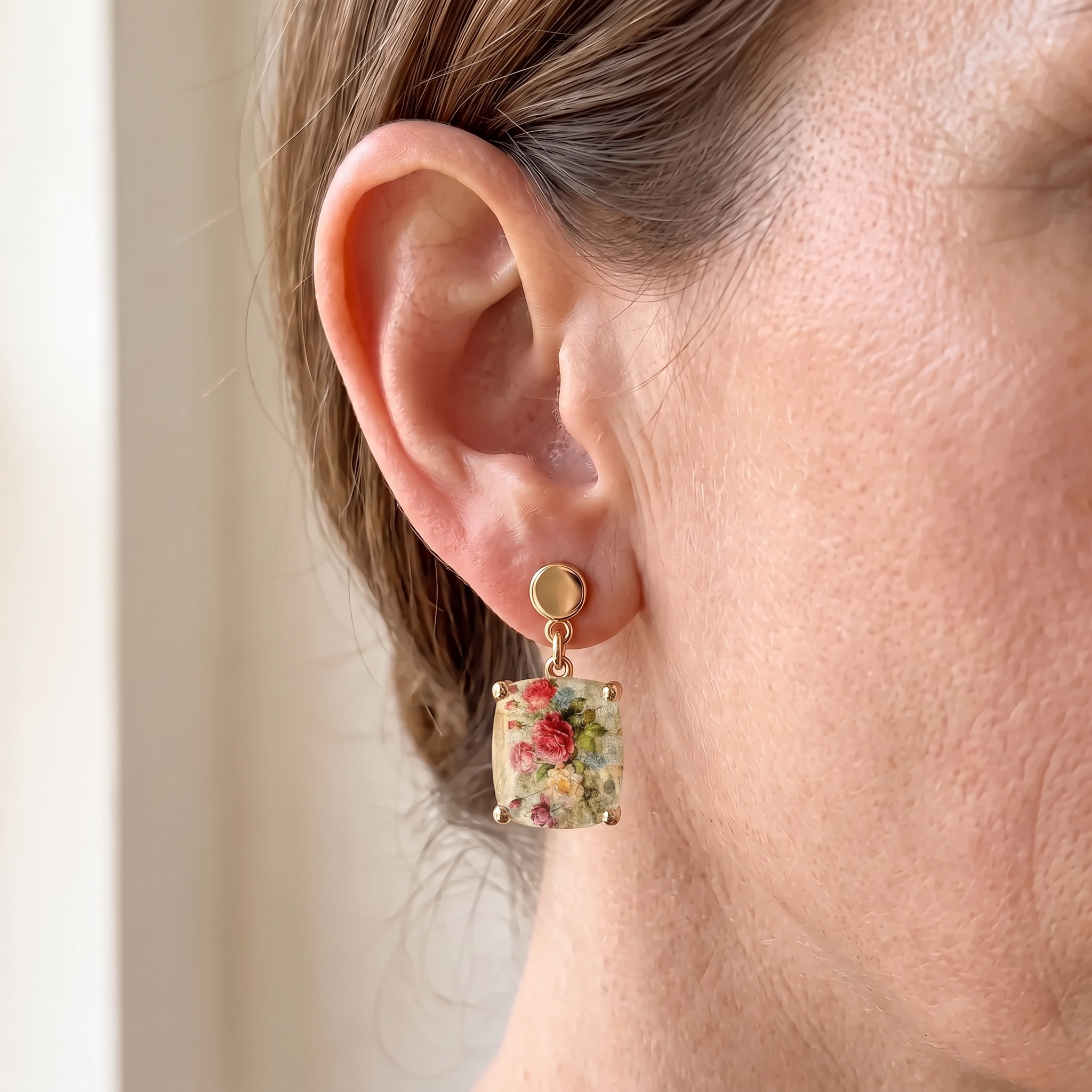 Rose Square Earrings