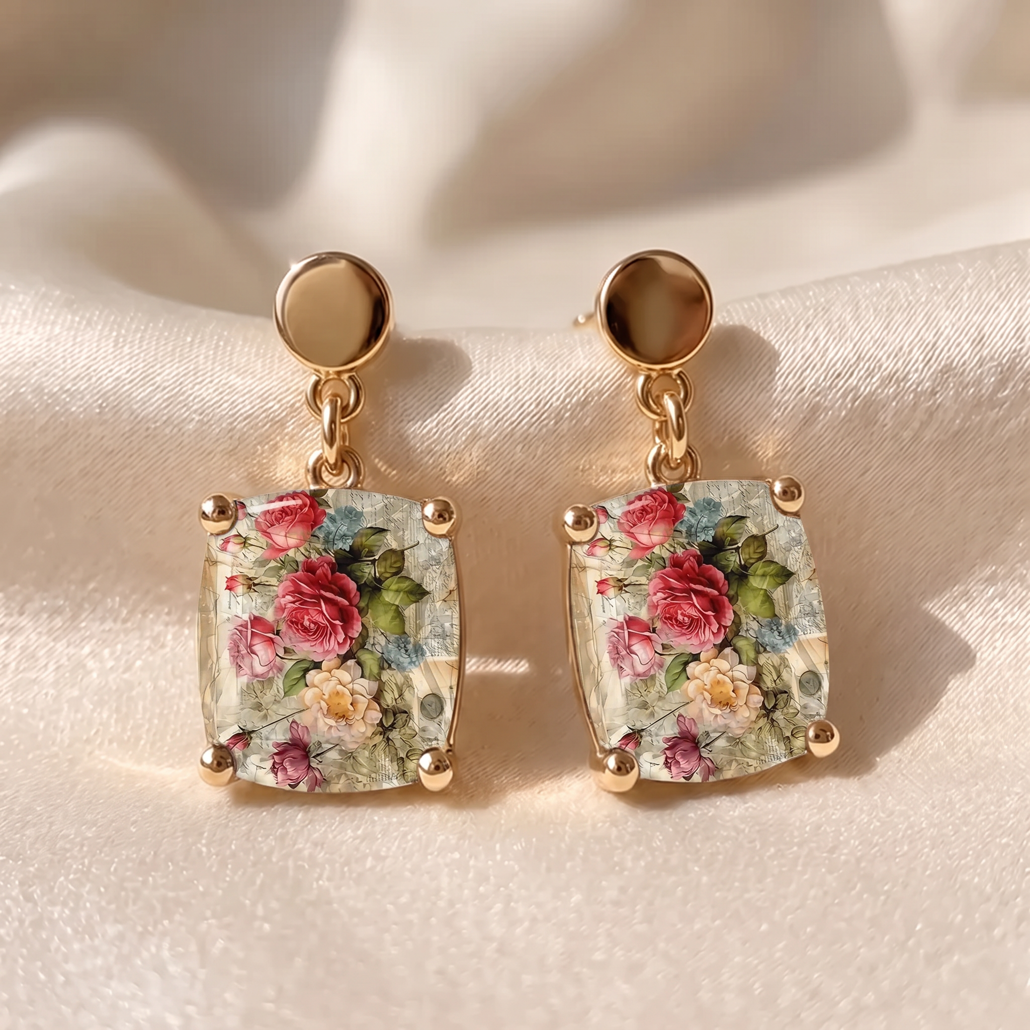 Rose Square Earrings