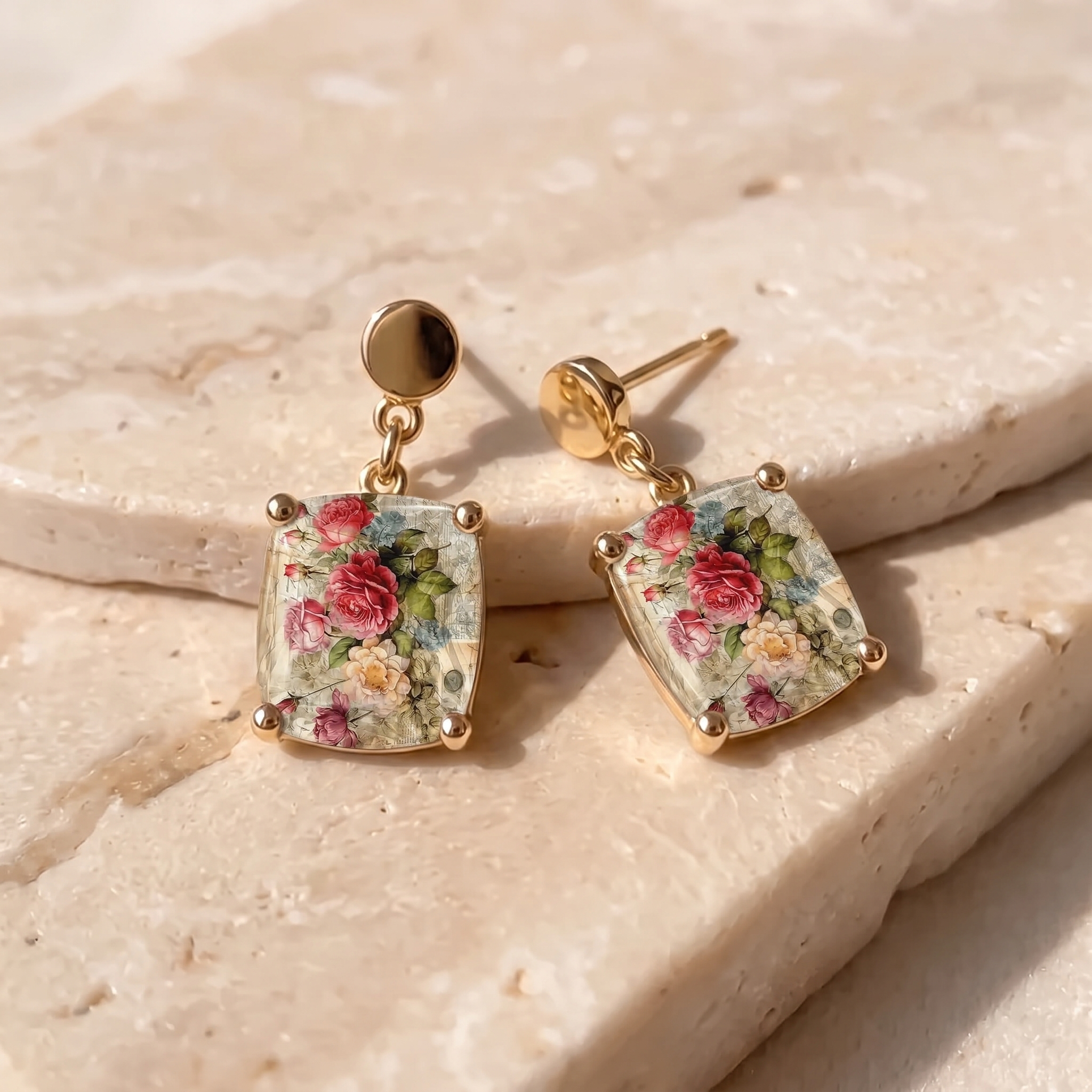 Rose Square Earrings