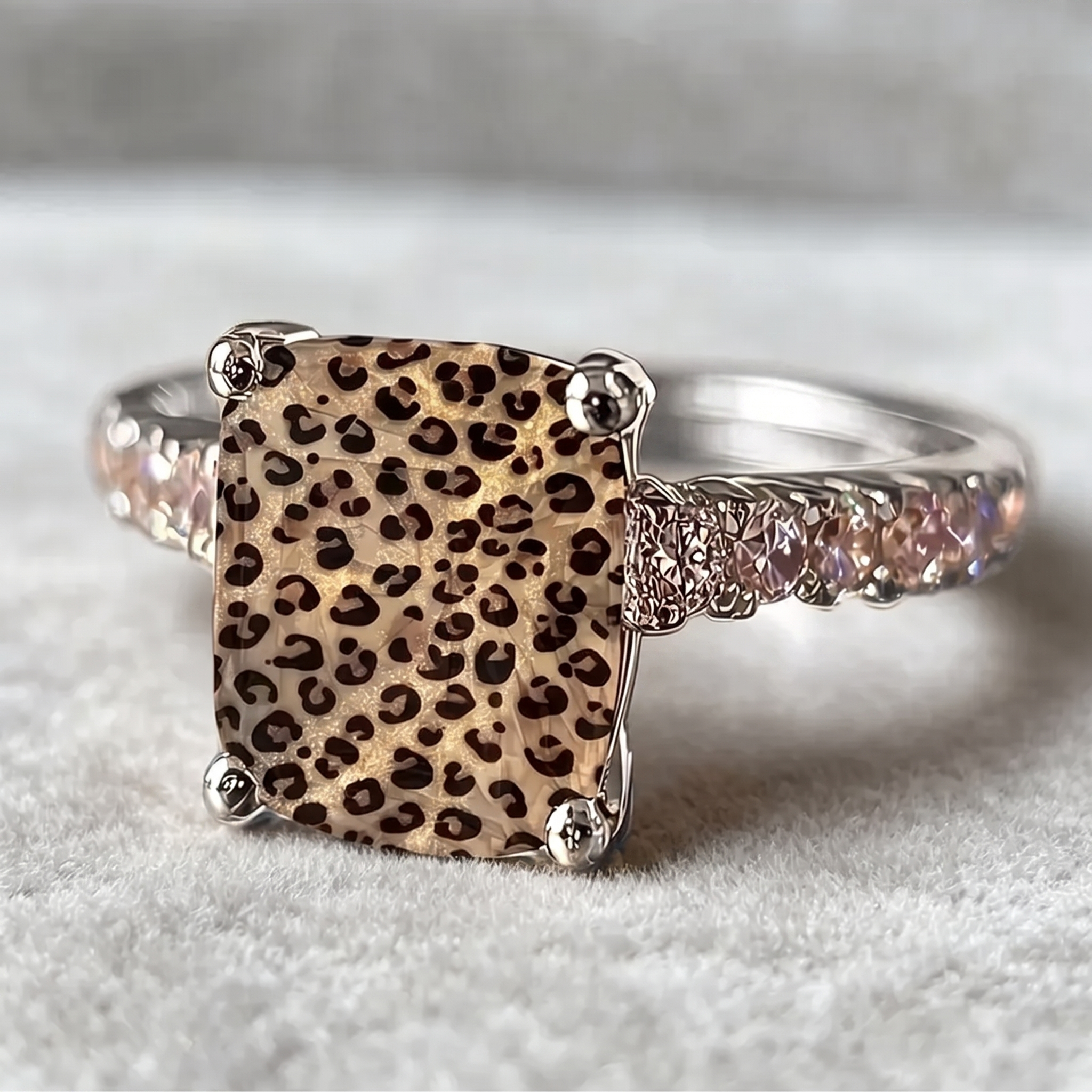 Leopard Square Ring