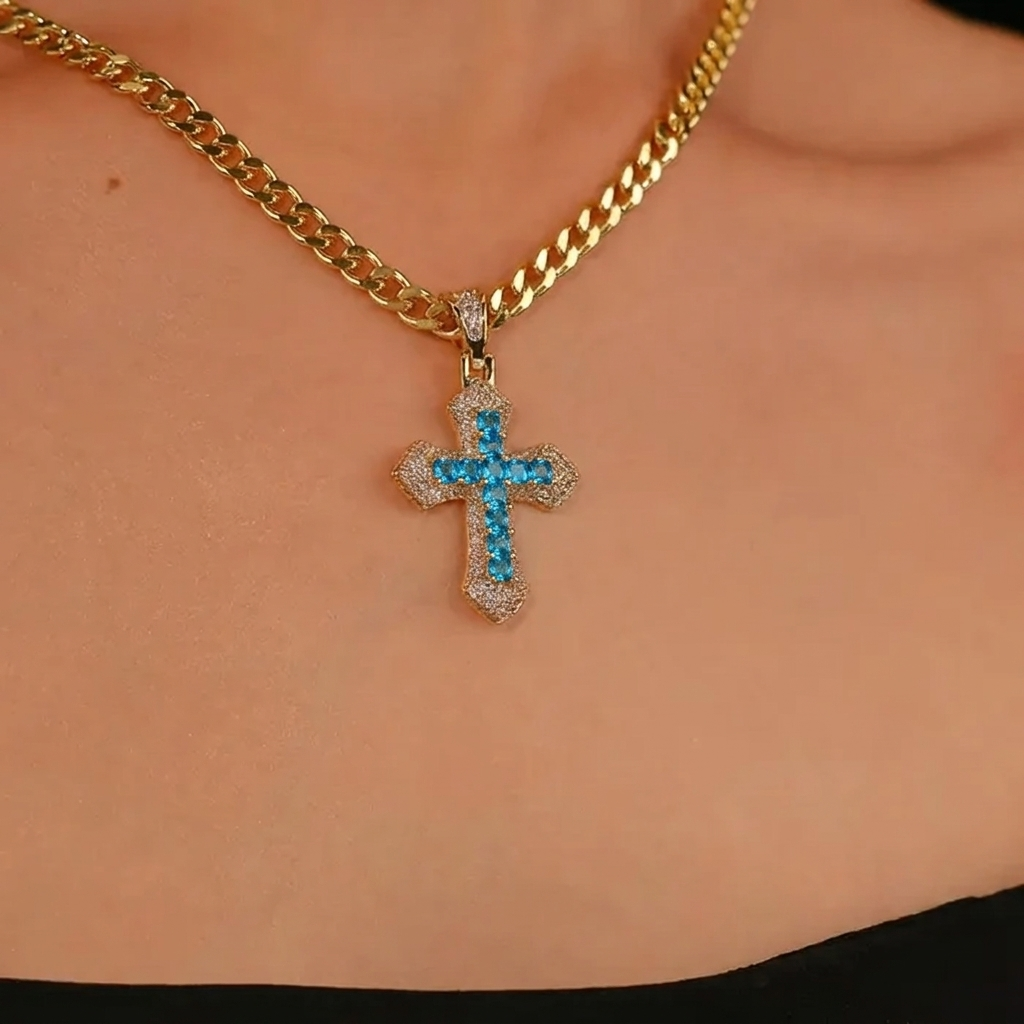 Chunky Cuban Cross Necklace
