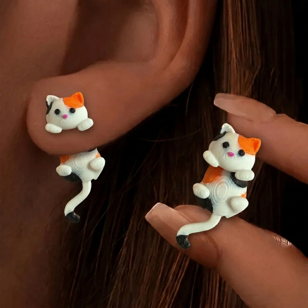 Cartoon Cat Dangle Earrings