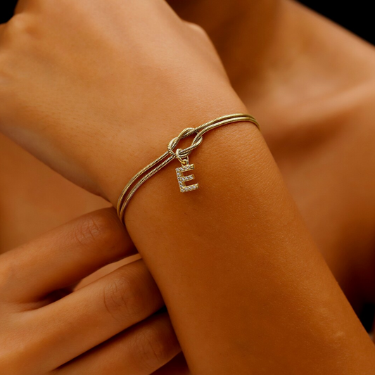 Diamond Letter Love Knot Bracelet