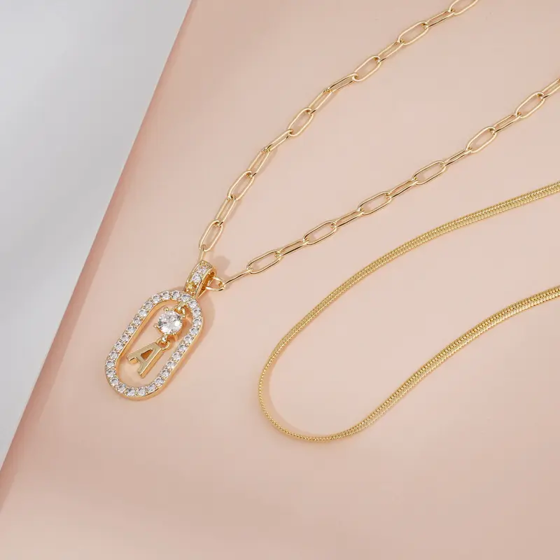 2pc Initial Necklace Set