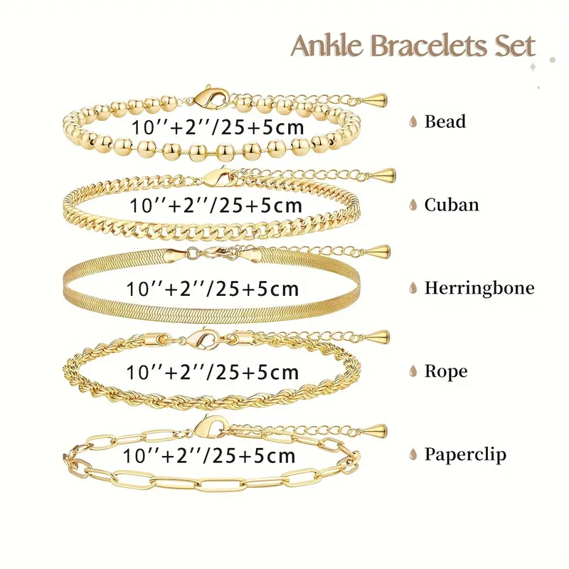 5pc Plus Size Anklet
