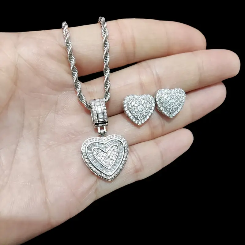 2pc Love Heart Earrings & Necklace Set