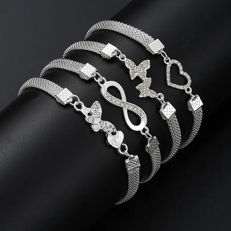4pc Elegant Stackable Anklet Set