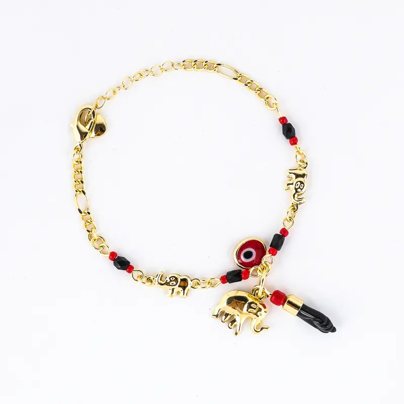 14k Elephant Evil Eye Bracelet Set