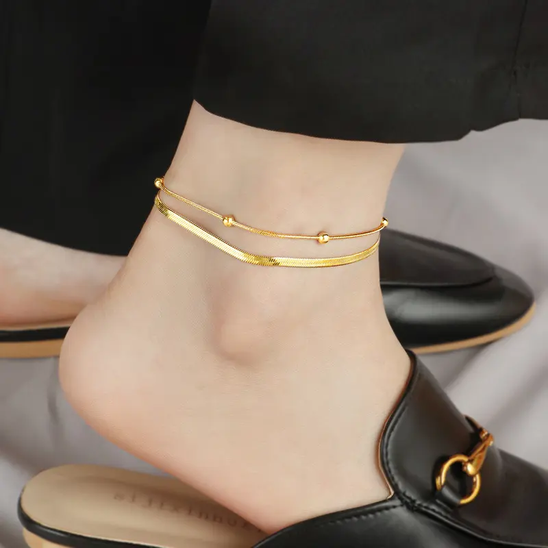 2pc Snake Bone Pattern Anklet Set