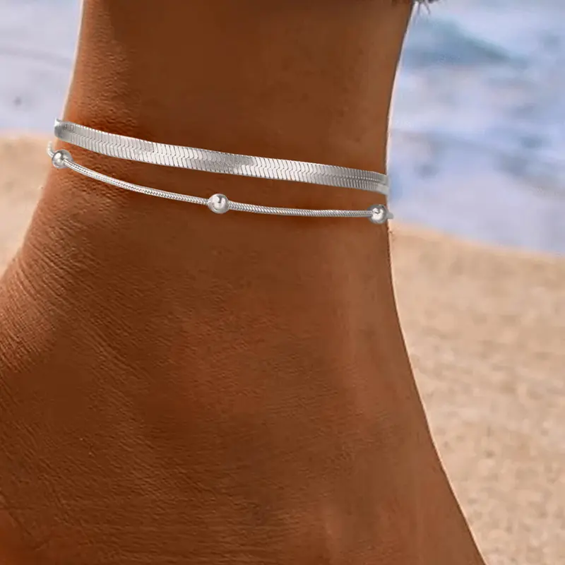 2pc Snake Bone Pattern Anklet Set