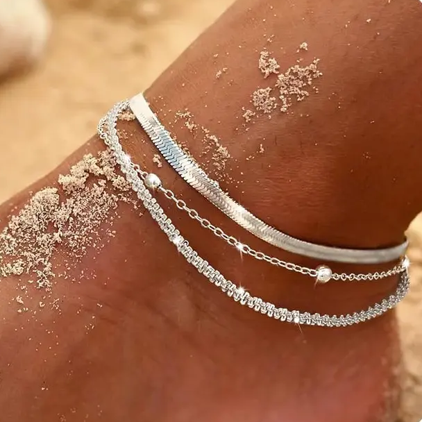 3pc Dainty Layered Anklet Set