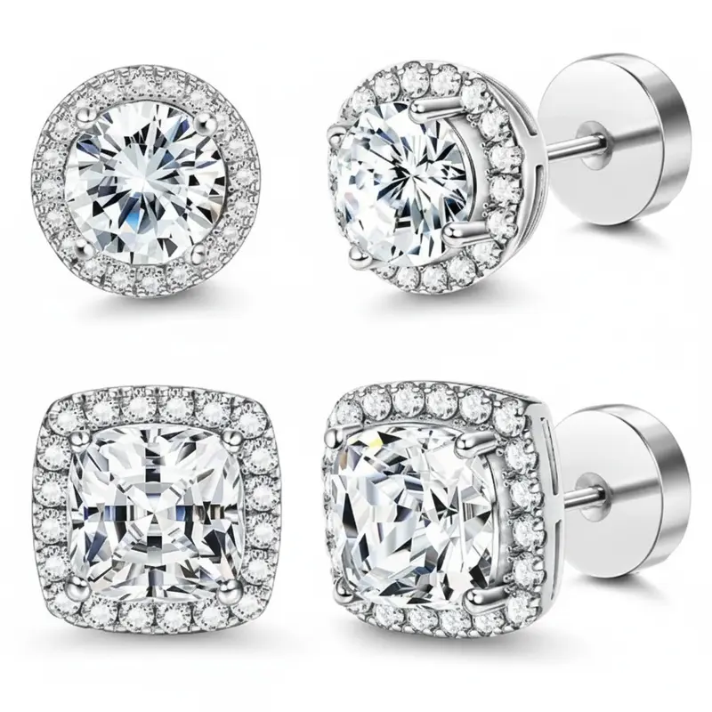 4pc Halo Stud Earrings