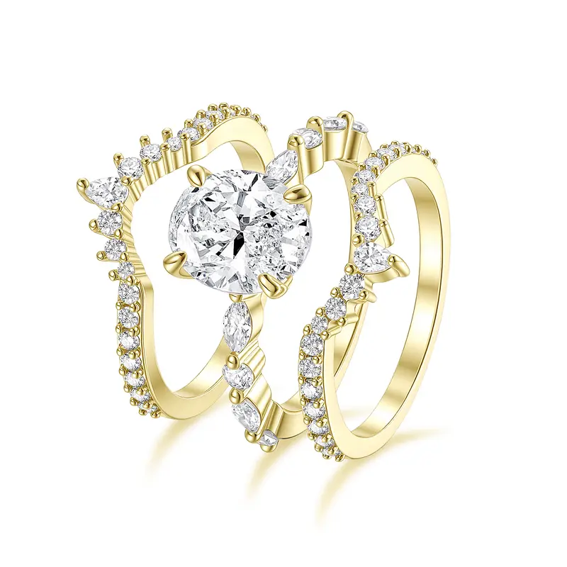 Elegant Three Row Pave Ring