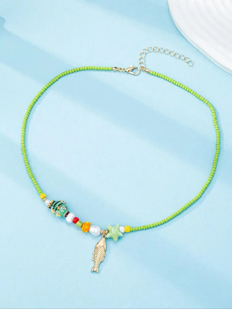 Colorful Beaded Marine Necklace Set