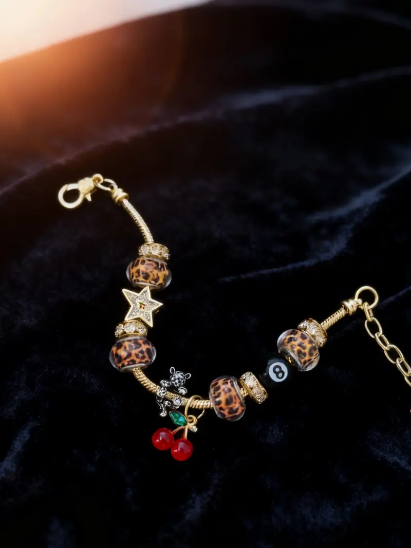 Leopard Print Rhinestone Bracelet