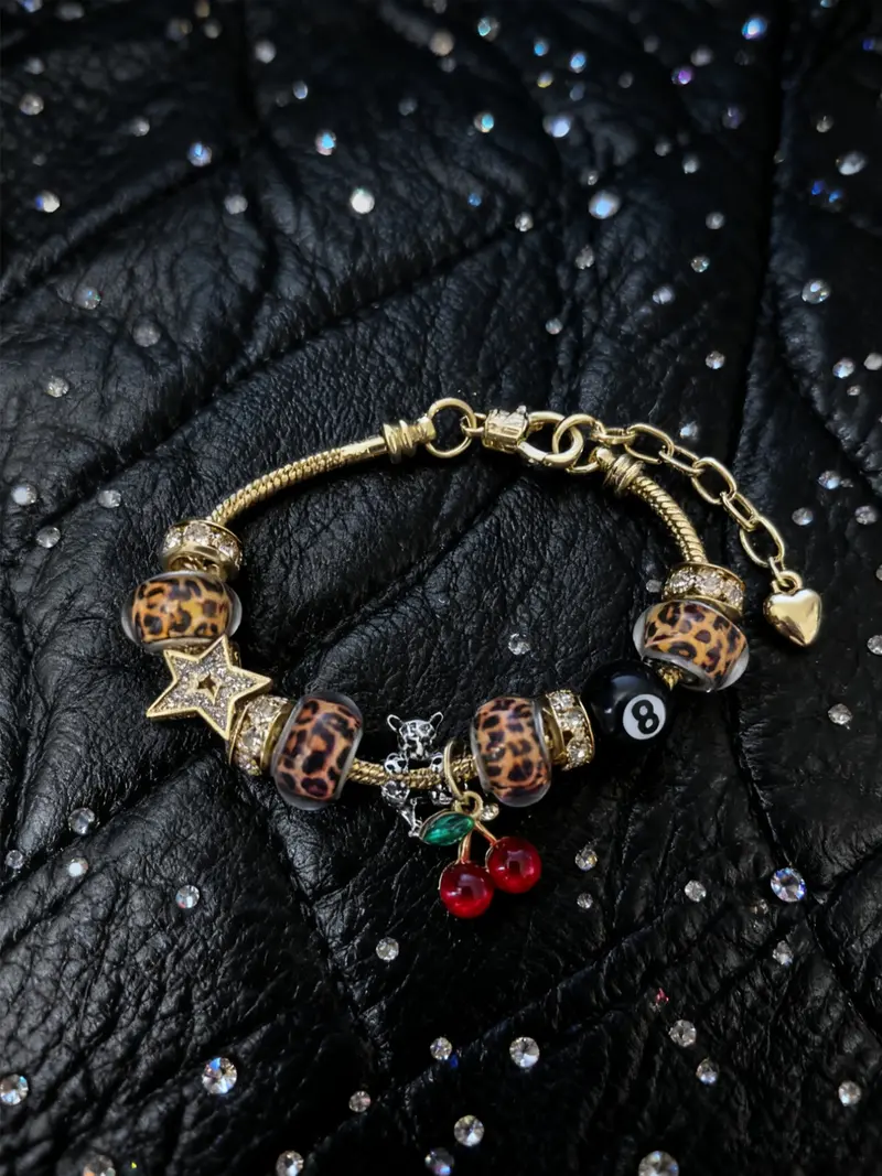 Leopard Print Rhinestone Bracelet