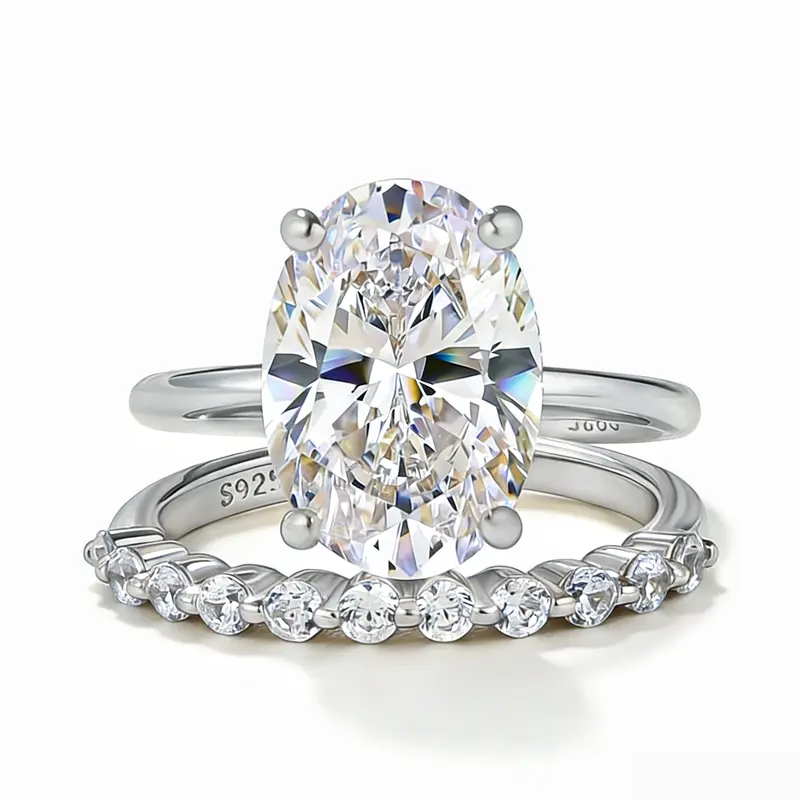 2pc Oval Cut Ring Set