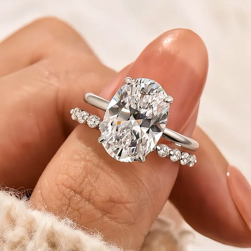 2pc Oval Cut Ring Set