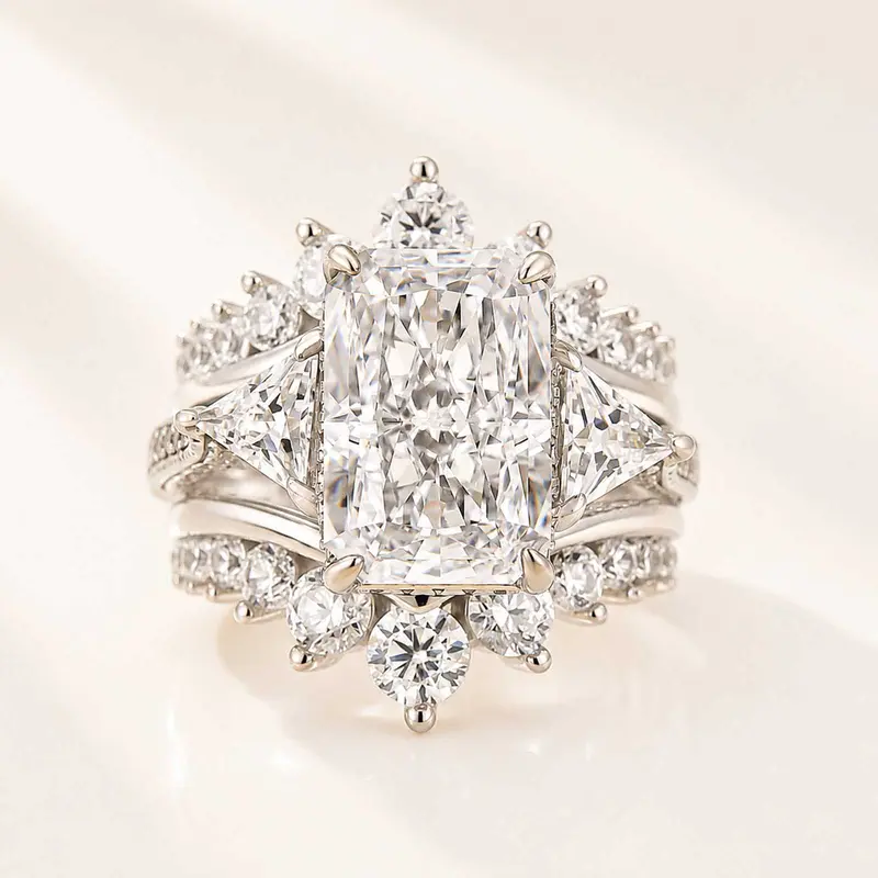 2pc Radiant Cut Ring Set