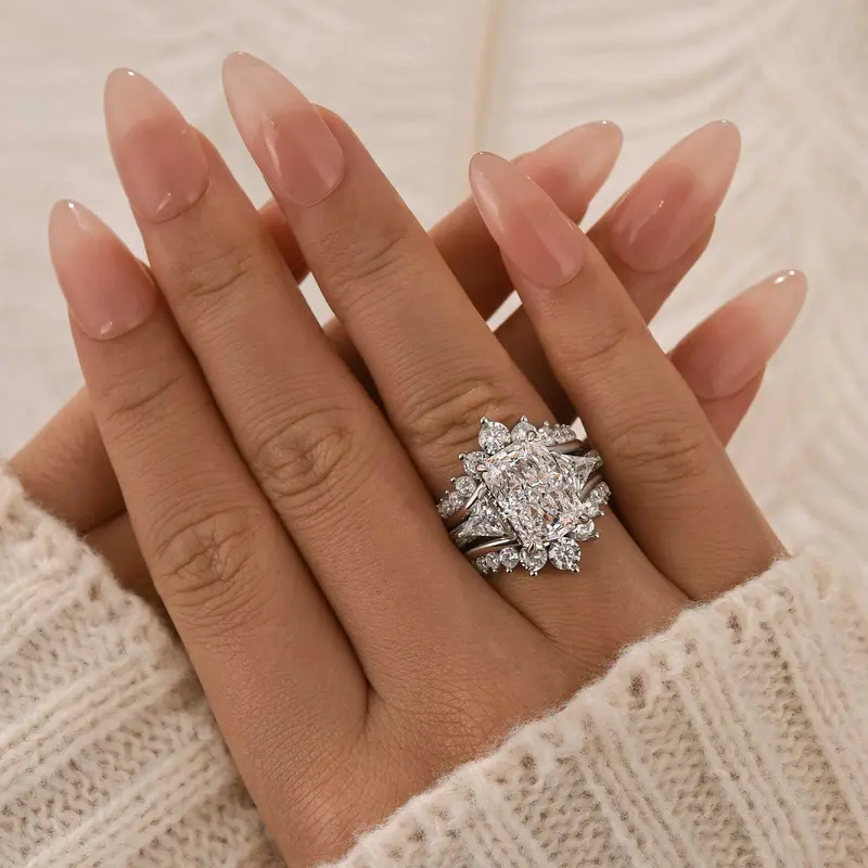2pc Radiant Cut Ring Set