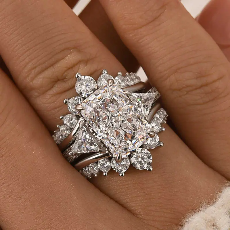 2pc Radiant Cut Ring Set