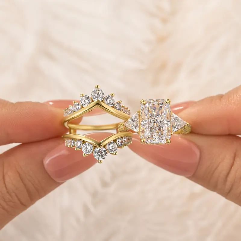 2pc Radiant Cut Ring Set