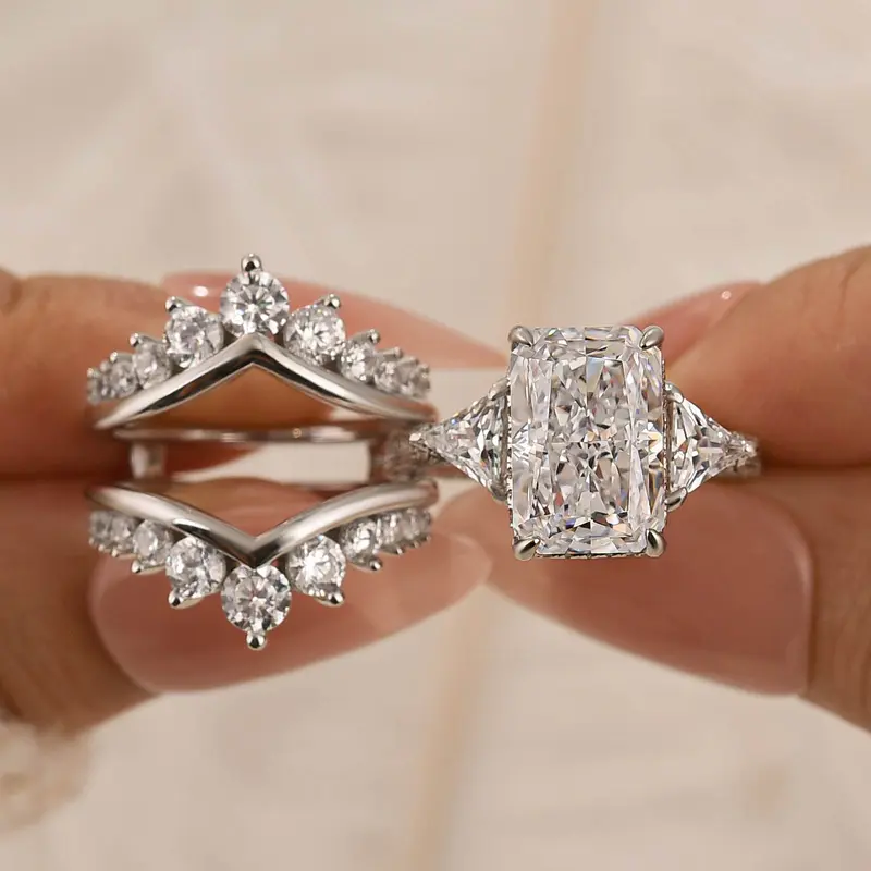 2pc Radiant Cut Ring Set