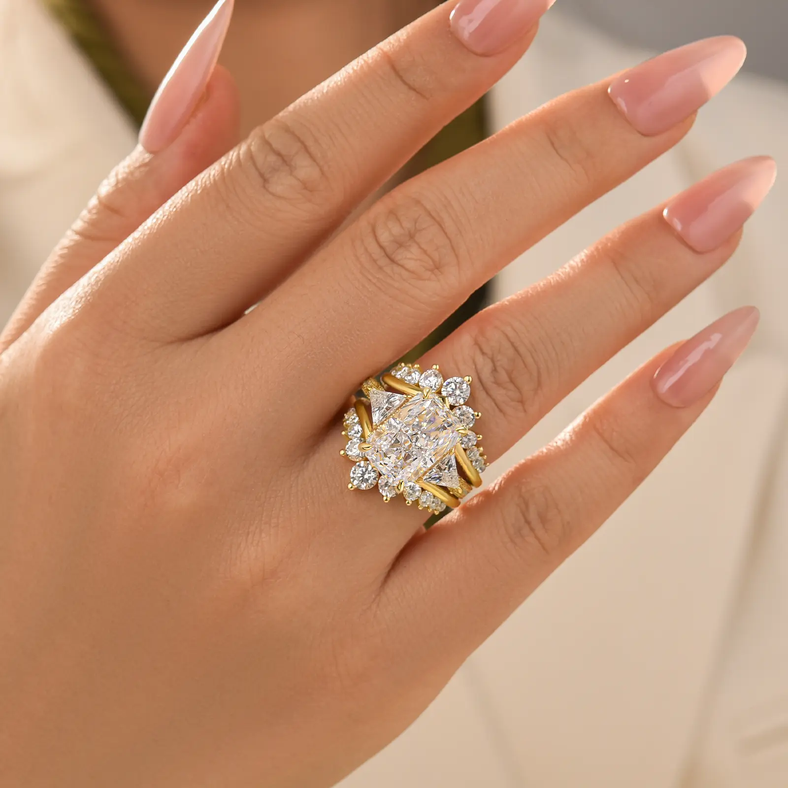 2pc Radiant Cut Ring Set