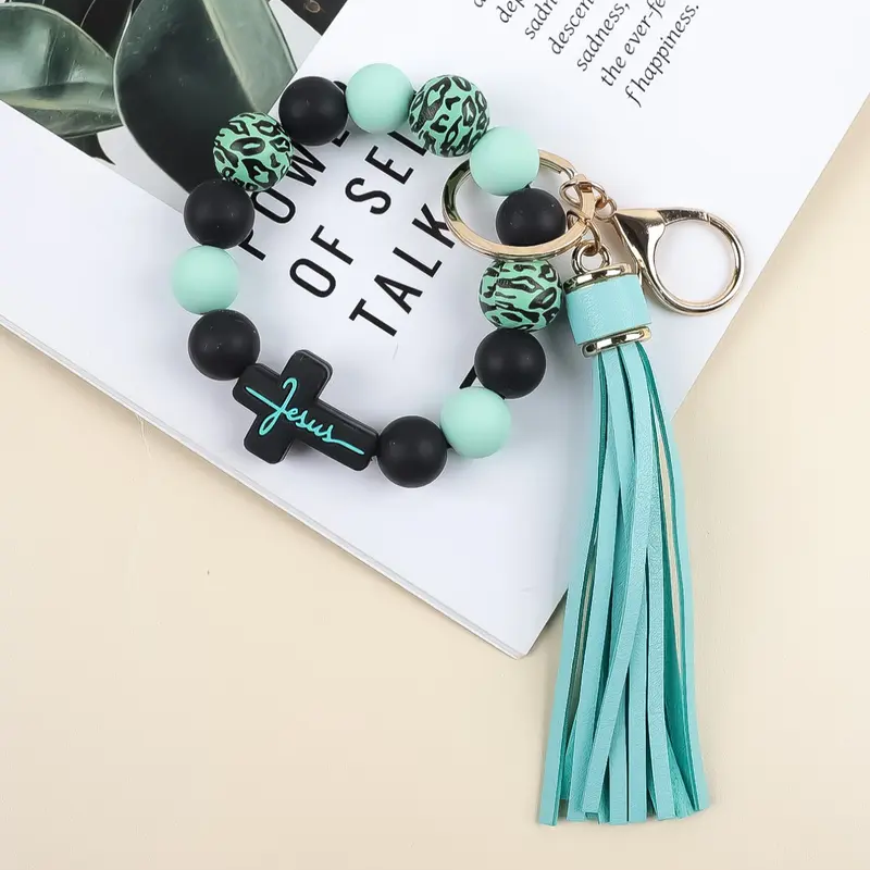 Cross Beaded Keychain