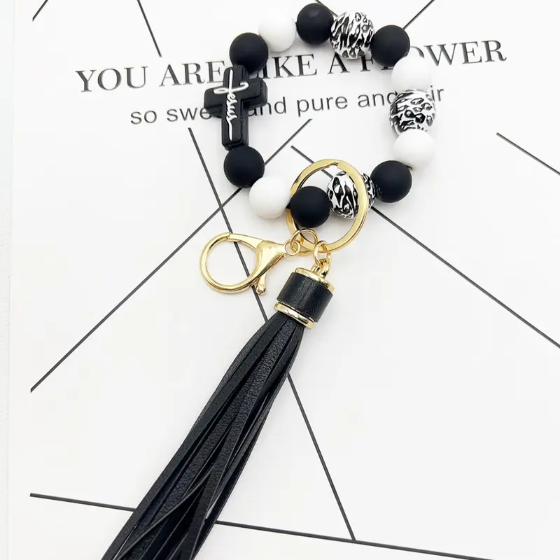 Cross Beaded Keychain