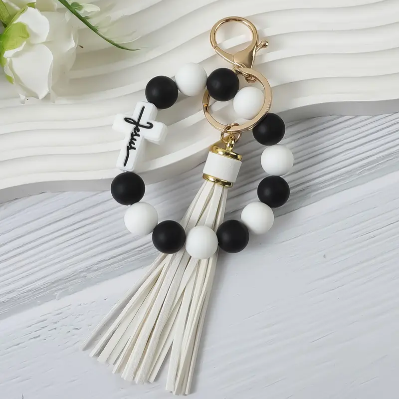 Cross Beaded Keychain