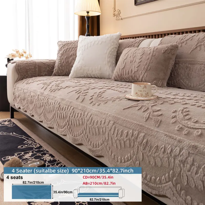 Embossed Plush Sofa Cover