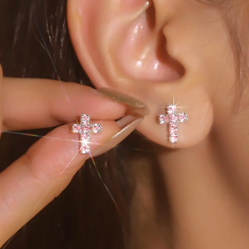 Rhinestone Cross Earrings