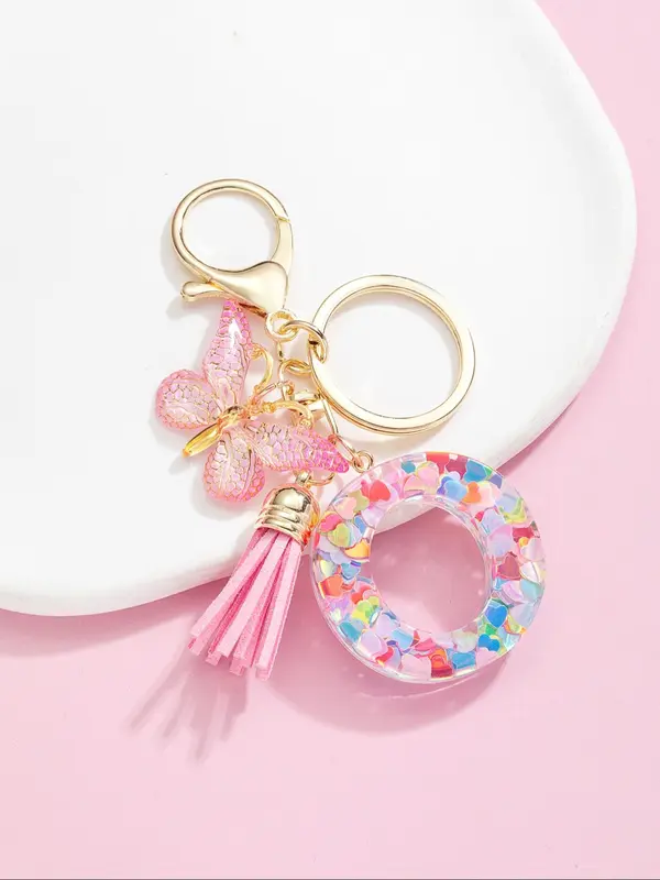 Letter and Butterfly Keychain