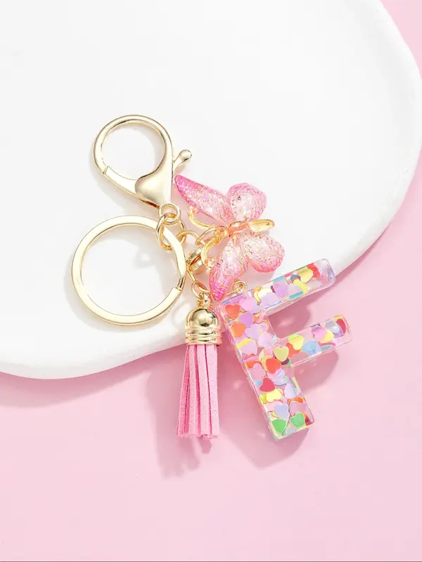 Letter and Butterfly Keychain