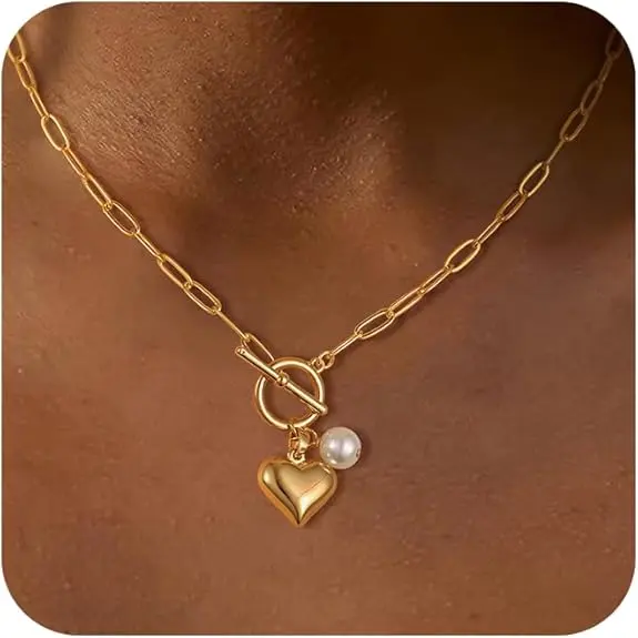 Heart Pendant Toggle Necklace
