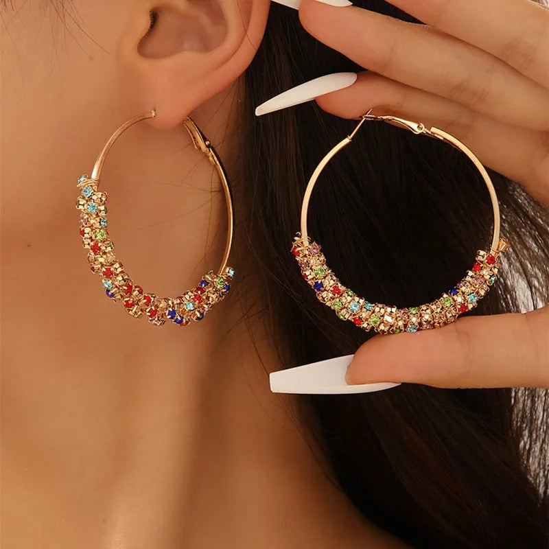 Colorblock Rhinestone Earrings