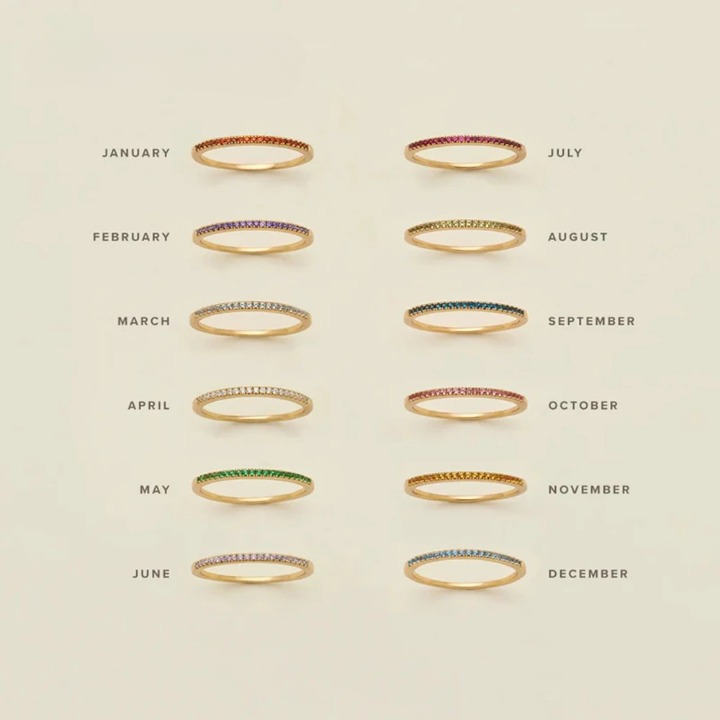 Dainty Thin Birthstone Ring