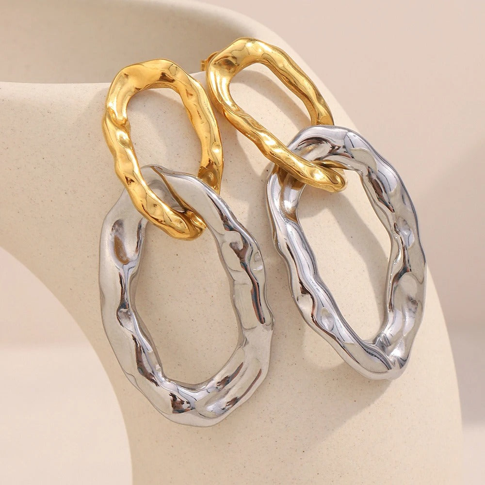 Exaggerated Double Hoops Stud Earrings