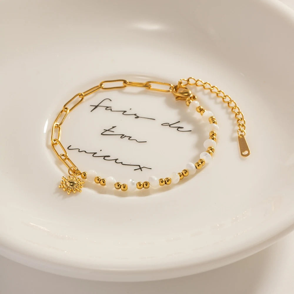 Sun Pearl Paperclip Bracelet