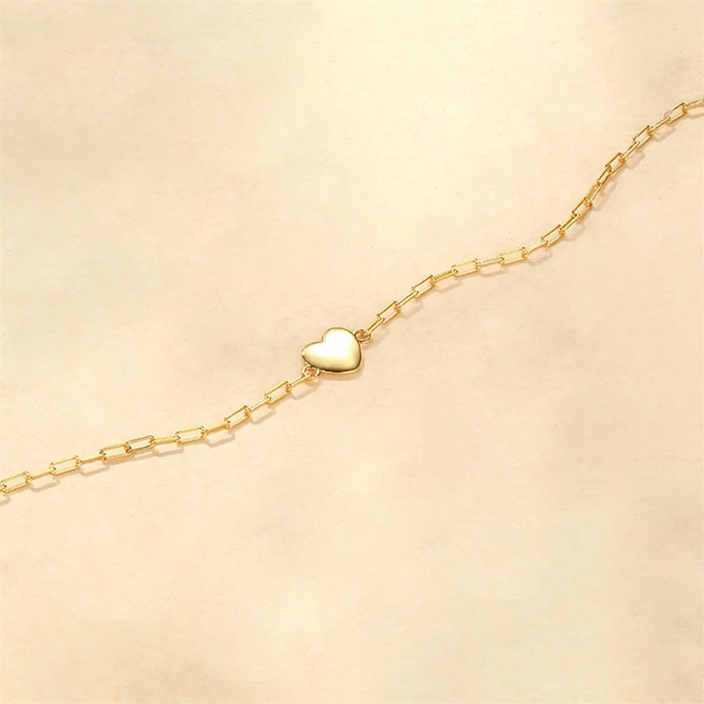 Dainty Heart Paper Clip Bracelet