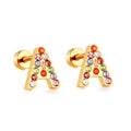 Rainbow Initial Letter Stud Earrings